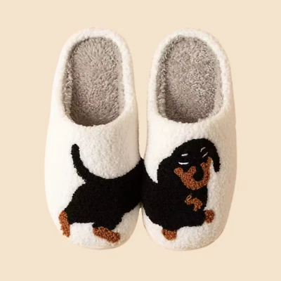 Lindas pantuflas Wiener perro Dachshund acolchadas de felpa casa zapatos EE. UU. talla 5-9 Foto 1 de 4