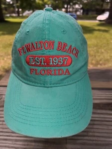 Cappello berretto Ft. Walton Beach Est 1937 verde menta con arancione bianco cotone gancio passante ottime condizioni - Foto 1 di 8