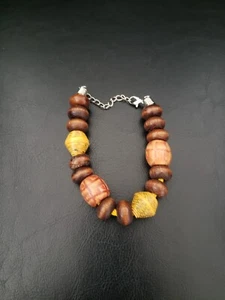 Handmade Wooden Bracelet - Brown & Yellow - Picture 1 of 1