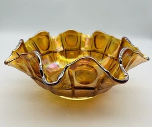 Marigold Carnival Glass Bowl with Ruffle Edge - Bild 1 von 4