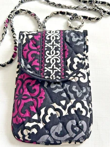 Cartera pequeña bandolera para teléfono celular Vera Bradley correa de cadena magenta canterberry - Imagen 1 de 5