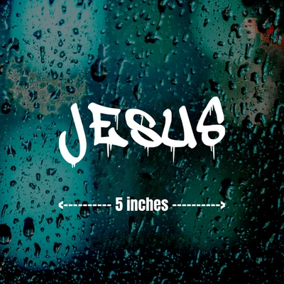 Calcomanía adhesiva de vinilo troquelado Jesús por goteo blanca - Cristo Dios religioso cristiano Foto 1 de 4