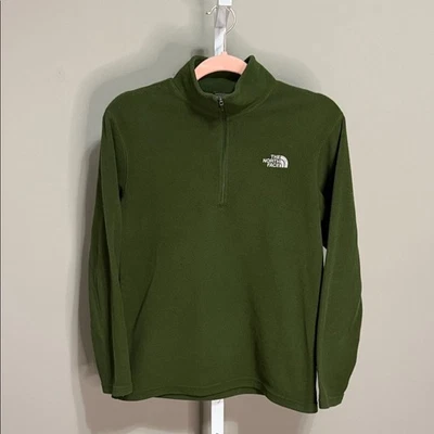 The North Face Niños Grande 1/4 Cremallera Vellón Verde Excelente Estado Exterior Cálido Foto 1 de 4