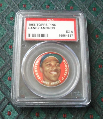 orig. 1956 Topps Baseball Pin PSA-5 (Ex) Cuban SANDY AMOROS Brooklyn Dodgers - Image 1 of 2