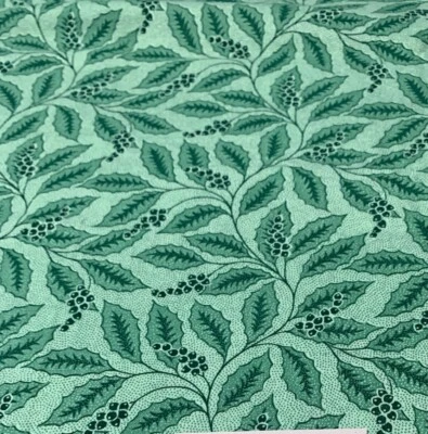 Jinny Beyer For RJR Mint Green Holly Leaf Fabric 19" x 42" Cotton Sewing Craftin - Image 1 of 4