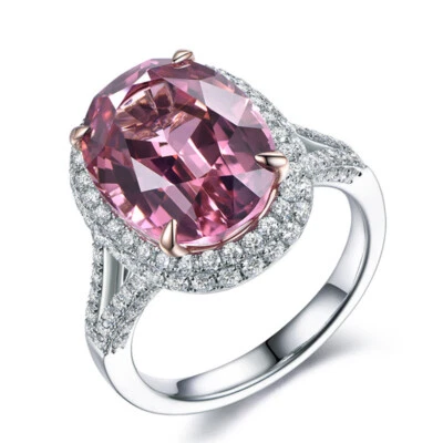 New Wedding Party Jewelry Oval Pink Topaz Gems Silver Charm Women Girl Ring - Image 1 of 4