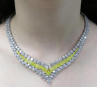 Magnifique collier de fiançailles en diamants jaune et blanc 118,81 ct créé en laboratoire