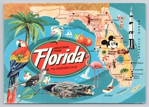 Mickey Disney World Greetings From Florida 1981 Multi View Postcard - Picture 1 of 2