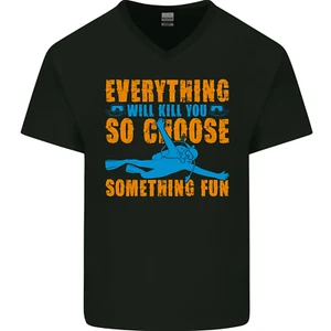 Everything Will Kill You Scuba Diving Funny Diver Mens V-Neck Cotton T-Shirt - Bild 1 von 3