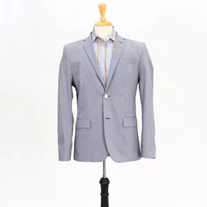 H&M 42R Blue Sport Coat Blazer Jacket Check 2B Cotton - Picture 1 of 11