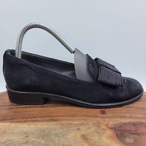 Stuart Weitzman Smoking Loafer Shoes Women's 6.5M Black Suede Flats Venetian