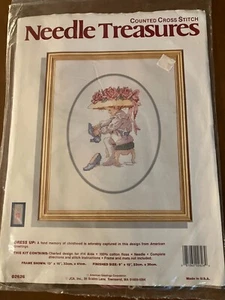 Needle Treasures Cross Stitch Kit "Little Girl Dress Up Hat American Greetings - Picture 1 of 3