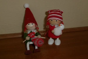 Lot Scandinavian Wooden Christmas Ornaments / Figures Elf Knitting + 4" Tall EUC - Picture 1 of 4