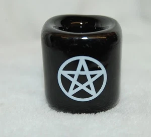 Mini Portavelas Chimen (1) Pentáculo Negro Porclain Ritual Vela Altar Artículo - Imagen 1 de 5