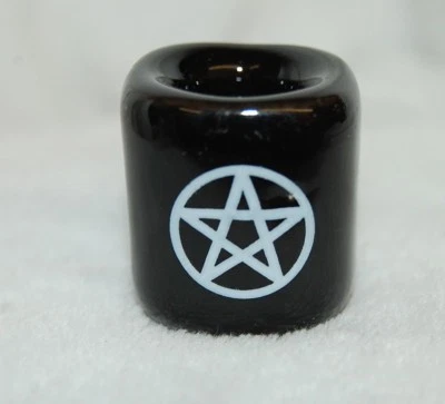  Mini Candelabro Timbre (1) Pentáculo Negro Porclain Ritual Vela Altar Artículo Foto 1 de 4