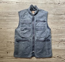 Vintage Banana Republic Blue Safari Vest Size XS Fishing Hiking Cargo Hooded