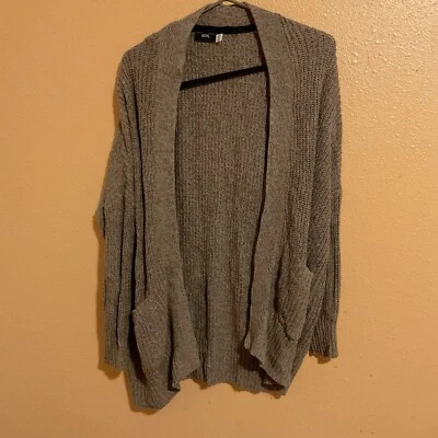 Women’s Wool Blend Hoodie XS Gray Knit Oversized Open Sweater Cardigan BDG - Image 1 of 4
