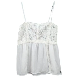 Abercrombie Kids Babydoll Y2K Boho Tank Spaghetti Strap Floral Lace White Sz XL - Picture 1 of 11
