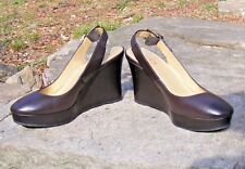 CHAPS  Brown Slingback Platform Wedge High Heel Shoes, Antonia  Size 9.5 B