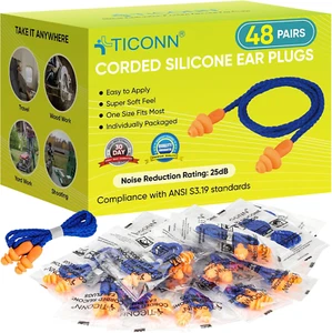 48 Pairs Reusable Silicone Ear Plugs for Sleeping Noise Cancelling, 25Db NRR Cor - Picture 1 of 9