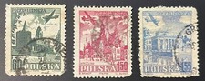 Poland stamps 1954   Airplane over historic buildings