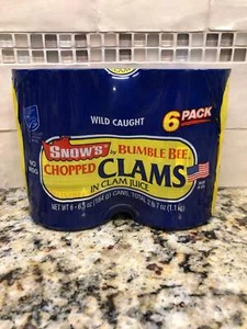 6 CANS BUMBLE BEE Snow's Ocean Chopped Clams Can Chowder Dip - Picture 1 of 5