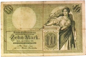 1904 Deutsches Reich Kaiser 10 Mark Banknote - Bild 1 von 2