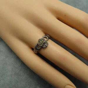 Vintage Ring Sterling Silver Cocktail Heart Marcasite Sz 7.5 Art Deco Style 126a - Picture 1 of 12