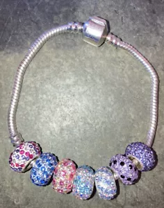 European Charm Bracelet With 7 Charms - Picture 1 of 2