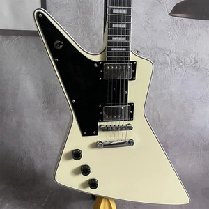 Guitarra Eléctrica Explorer 22 Trastes Pastillas HH para Zurdos Cuerpo Suave Blanco Crema - Imagen 1 de 8