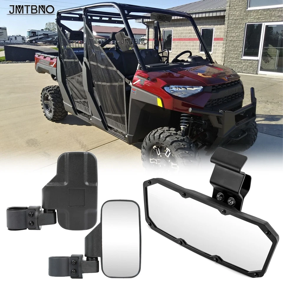 Espelhos traseiros + centrais ajustáveis para Polaris Ranger 500 570 900 XP 1000 Crew - Imagem 1 de 4