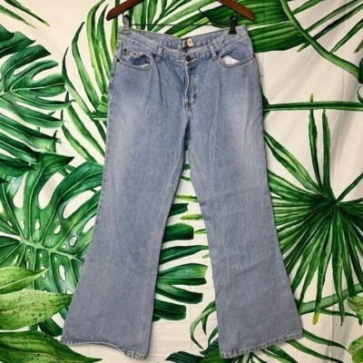 Pantalones de mezclilla acampanados con botones de lavado claro inclinados vintage para jóvenes 11 Foto 1 de 4