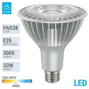 33PAR38 840 33W Watt LED High 3000 Lumens Medium E26 FL Flood 4000K Cool White - Picture 1 of 3