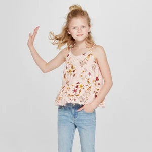 Girls' Split Strap Woven Tank Top - Art Class Pink, XS - Picture 1 of 7