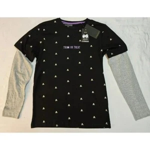 Denim & Flower Halloween Trick Or Treat Shirt Long Sleeve Black Size 11/12 NWT - Picture 1 of 9