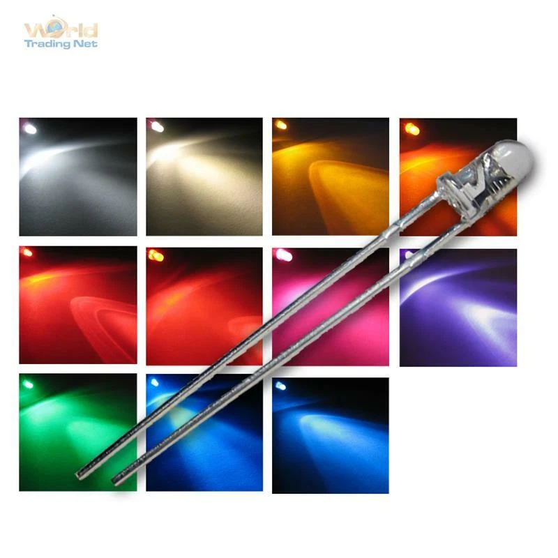 LED 3mm wasserklar versch Farben & Helligkeit Leuchtdioden LEDs transparent 3 mm - Bild 1 von 4