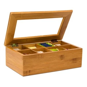 Caja de té caja de té organizador de bolsas de té caja de almacenamiento de té caja de té de bambú - Imagen 1 de 26