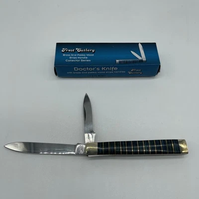 Cuchillo médico alemán de acero inoxidable Frost cubiertos rayas de madera NOS rayas de latón Foto 1 de 4