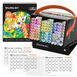 101 Colors Dual Tip Alcohol Based Art Markers,100 Colors plus 1 Blender Perma... - Picture 1 of 9