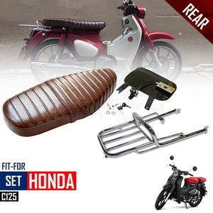 Cojín de asiento largo marrón plateado para Honda C125 Super Cub 2018-23 - Imagen 1 de 11