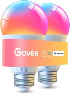 Govee Smart A19 LED 2 Bulbs RGBWW Dimmable 1000LM Wi-Fi Bluetooth Color Changing - Picture 1 of 8