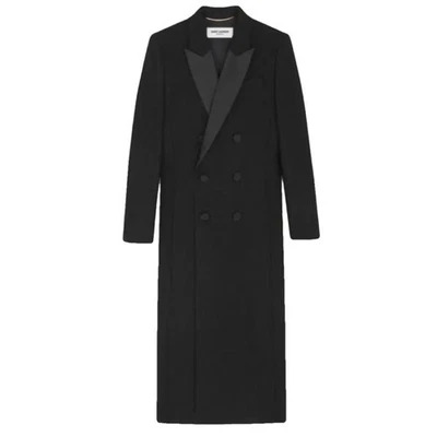 Saint Laurent Black Tuxedo Coat in Crepe Wool No size tag but F34 (2) - Image 1 of 4
