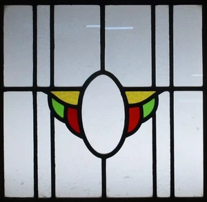PRETTY ABSTRACT OLD ENGLISH LEADED STAINED GLASS WINDOW 20.5" X 20.5" - Picture 1 of 3