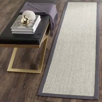 Natural Fiber Collection Runner Rug - 2' x 6', Marble & Grey, Border Sisal De... - Image 1 of 3