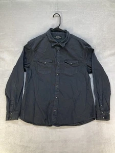 AllSaints Black Western Pearl Snap Long Sleeve Size 2XL - Picture 1 of 10
