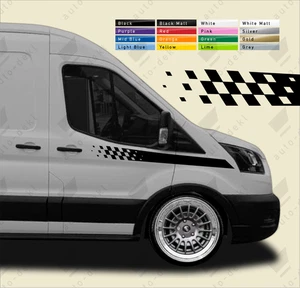 Fits Ford Transit Mk8 Mk9 - Wing Stripes Side Stickers Van Camper Motorhome - Picture 1 of 18