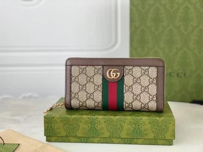 Carteira/porta-cartão Gucci unissex clássico monograma GG lona couro 19*10,5*2,5cm - Imagem 1 de 4