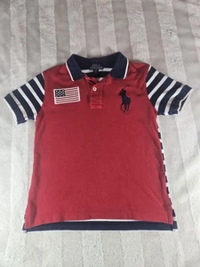 Polo Ralph Lauren Big Pony USA Flag Polo Shirt Boys Size 6 *4th of July* Red - Picture 1 of 10