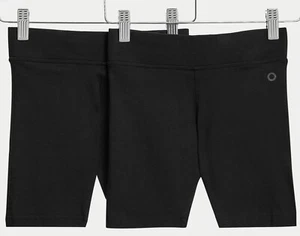 Paquete de 2 Pantalones Cortos de Ciclismo Escuela PE para Niñas Ex M&S Algodón y Elastizado Negro Azul Marino 2-16 Años - Imagen 1 de 5