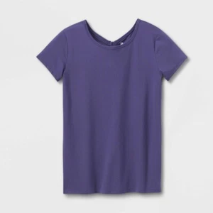 Girls' Short Sleeve Keyhole Back Gym T-Shirt - All in Motion Dark Purple S 6/6X - Picture 1 of 1